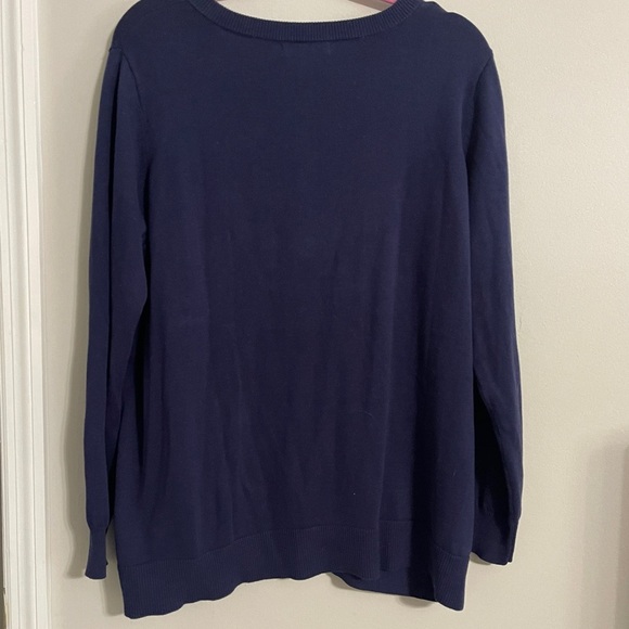 Vintage Embroidered Cardigan Sweater Sz 18 Navy Floral Button Down Cottagecore - Picture 10 of 10